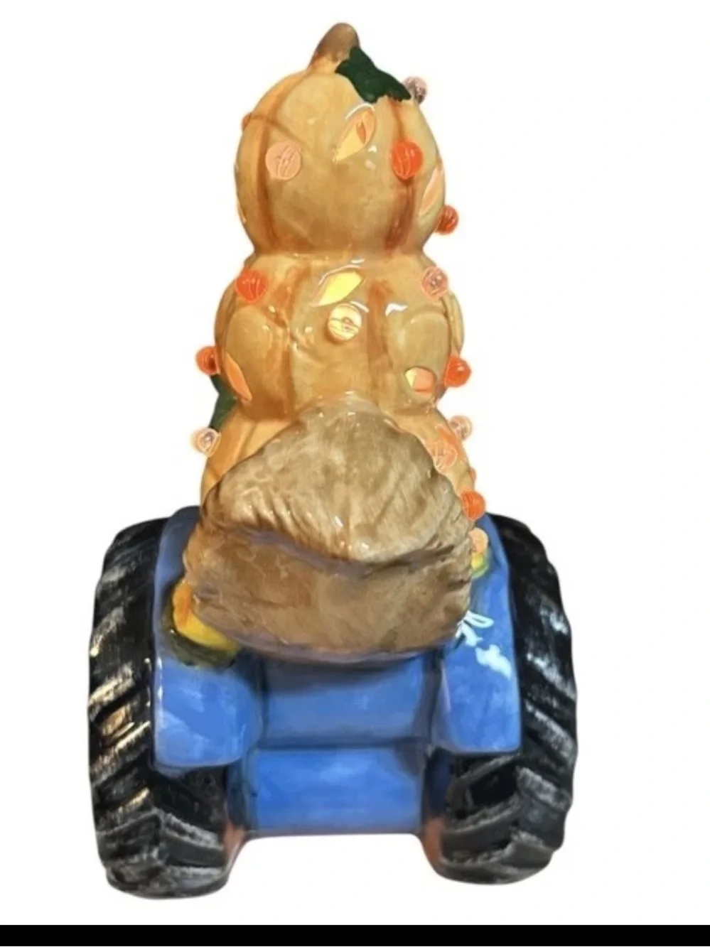 Cracker Barrel Ceramic Squirrel On Tractor Light Up Fall Thanksgiving NIB